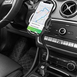 3-in-1 Car Mount, Amoner Cigarette Lighter Cell Phone Holder with Dual Port USB Charger, Adjust Gooseneck and 360° Rotation Compatible iPhone 11 X 8, Galaxy S9 S8, Mate20 P30, GPS and More