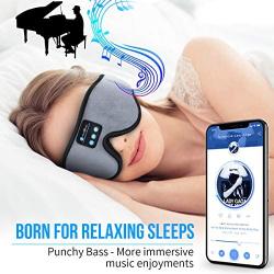 Sleep Headphones 3D Bluetooth Sleep Mask, MUSICOZY Wireless Music Eye Mask with Sleeping Headphones for Side Sleepers, Air Travel, Meditation, Built-in Ultra Soft Thin Speakers Microphone Washable