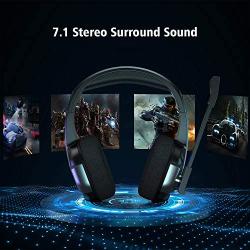 Gaming Headset for Xbox One, PS4 Gaming Headset with 7.1 Surround Sound Stereo, Noise Canceling Over Ear Headphones with Mic, LED Light, Soft Memory Earmuffs for Nintendo Switch, PC, Mac, Laptop