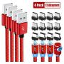 Magnetic Charging Cable, A.S 3 in 1 Magnetic Phone Charger Cable, Compatible with Mirco USB, Type C Smartphone and iProduct Device (4 Pack,1ft/3ft/6ft/6ft)