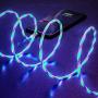 LED Flowing Magnetic Charger Colorful Cable Light Up Candy Moving Party Shining Charger Phone Charging Cable Magnetic Streamer Absorption USB Snap Quick Connect 3 in 1 USB Cable