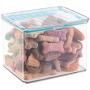 mDesign Airtight Stackable Plastic Kitchen Cabinet Pet Food Storage Container - Attached Lid - Compact Bin for Pantry, Refrigerator, Freezer - BPA Free, Food Safe - Holds 2 Quarts, 2 Pack - Clear