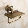 Beelee Bathroom Tissue Holder/Toilet Paper Holder Solid Brass Wall-Mounted Toilet Roll Holder, Toilet Paper Tissue Holder with Mobile Phone Storage Shelf Antique Brass Finished