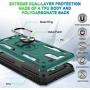 Galaxy J7 2018/J7 Aero/J7 Top/J7 Crown/J7 Aura/J7 Refine/J7 Eon Case with Tempered Glass Screen Protector [2Pack], Jshru Ring Car Mount Kickstand Phone Case for Samsung J7 Star Midnight Green