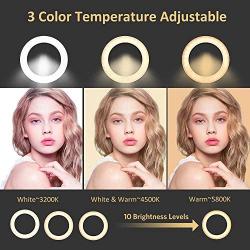 Ring Light with Tripod Stand, SONATA 10" LED Selfie Makeup Light with iPhone Tripod and Phone Holder for Tiktok Makeup YouTube Video Photography Live Stream, Dimmable for iPhone Android