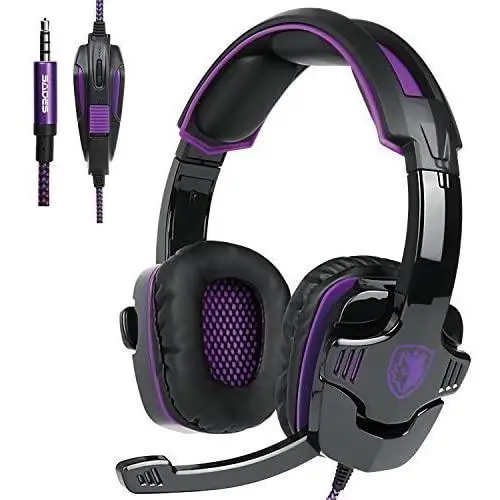 Stereo Gaming Headset for PS4, SADES SA930 Wired Noise Cancelling Headphone with Volume Control Mic Soft Memory Earmuffs for PC Laptop Mac New Xbox one(Black Purple) Stereo Gaming Headset for PS4, SADES SA930 Wired Noise Cancelling Headphone with Volume Control Mic Soft Memory Earmuffs for PC Laptop Mac New Xbox one(Black Purple)