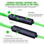 Wired Gaming Earphone with Adjustable Mic for PS4, Laptop Computer, Cellphone, maxin E-Sport Earburds with Portable Earphone Bags, Snug Soft Design, Inline Controls for Hands-Free Calling (Green)