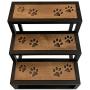 828 Pet Supplies | Black Metal Frame Dog Steps - Acacia Hardwood Slats - Carved Paw Prints - 16 inches Tall - No Assembly Required - Luxurious Pet Stairs