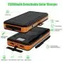 Solar Charger X-DRAGON 25000mAh Portable Power Bank with 4 Solar Panels Waterproof External Backup Battery Pack with Dual USB Outputs & Inputs, LED Flashlight for Smartphones, Tablets and More