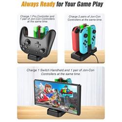 Switch Joy-Con Charging Dock, AairHut Charging Dock Stand Station for Switch Joy-Con and Pro Controller with Charging Indicator and Type C Charging Cable