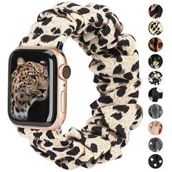 TOYOUTHS Compatible with Apple Watch Band Scrunchies 38mm Cloth Soft Pattern Printed Fabric Wristband Bracelet Women Rose Gold IWatch Cute Elastic Scrunchy Bands 40mm Series 5 4 3 2 1