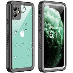 Vapesoon iPhone 11 Waterproof Case, Built-in Screen Protector 360 Full-Body Protection Clear Call Quality Heavy Duty Waterproof Shockproof Cover Case for iPhone 11 2019（6.1 Inch）-Black/Clear