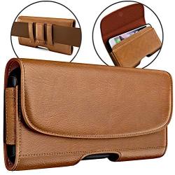 Bomea iPhone 11 Pro Max/iPhone 8 Plus / 7 Plus Holster Case, Premium Cell Phone Belt Case with Belt Clip Pouch Sleeve Belt Holder Cover for Large iPhone (Fits Phones with Otterbox Cases on) Brown