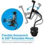 Macally Car Cup Holder Tablet Mount with Two High Powered USB Charging Ports 4.2A 21W, 2 Cigarette Lighter Sockets, 8" Long Neck, Works with Smartphones, iPad, Tablets, (MCUPPOWERTAB)