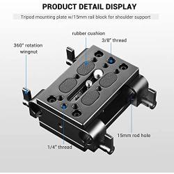 SMALLRIG Camera Tripod Mounting Baseplate w/15mm Rod Clamp Rail Block for Tripod/Shoulder Support System - 1798