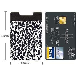 SHANSHUI Phone Wallet, 2 Pack Phone Stick On Wallet Card Holder Pocket Compatible with iPhone, Android and All Smartphones-White Cheetah