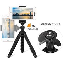 Mini Cell Phone Flexible Tripod Holder, ZTON Adjustable Mobile Phone Mount, Universal Octopus Stand for iPhone, Samsung, Camera (S-Black)