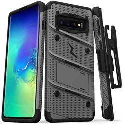 ZIZO Bolt Series for Galaxy S10 Case with Kickstand Holster Lanyard - Gun Metal Gray