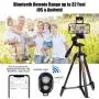 ACUTECATX 54-Inch Phone Tripod for iPhone Android Cell Phone iPad Camera Tripod Stand Mount with Wireless Remote + Universal Phone/Tablet Holder + Tripod Mount for Gopro and Carrying Bag(Black)