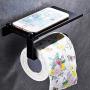 Wall Mounted Matte Black Toilet Paper Roll Holder with Shelf, Toilet Paper Dispenser, Tissue Dispenser with Phone Shelf Perfect for Baby Wipe| Bathroom Accessory, Matte Black Bathroom Hardware