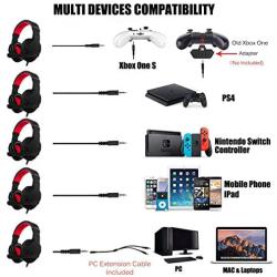 NUBWO U3 3.5mm Gaming Headset for PC, PS4, Laptop, Xbox One, Mac, iPad, Nintendo Switch Games, Computer Game Gamer Over Ear Flexible Microphone Volume Control with Mic