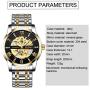 Mens Watches Mechanical Automatic Self-Winding Stainless Steel Skeleton Luxury Waterproof Diamond Dial Wrist Watches for Men