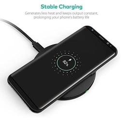 Qi Wireless Charging Pad RAVPower Qi Certified Ultra-Safe Wireless Charger Compatible iPhone Xs Max XR XS X 8 Plus 8, Galaxy S9 S8+ S8 & All Qi-Enabled Devices (AC Adapter is Not Included)