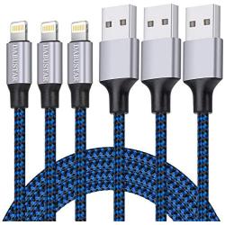 iPhone Charger, Nylon Braided Lightning Cable DABUSTAR 3Pack 6ft Fast Charging High Speed Data Sync Cord Phone Connector Compatible with iPhone 11 Pro MAX XS MAX XR XS X 8 7 Plus 6S iPad Mini Air Pro