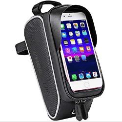 Bike Frame Bag, Bicycle Phone Holder, Waterproof Cycling Front Top Tube Pouch Bike Frame Phone Mount Pannier Crossbar Storage Bag for iPhone 11 Pro MAX XS MAX XR X 8 7 6 6S Plus Smartphone Below 6.5