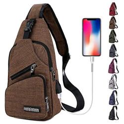 Peicees Travel Gym Bike Sling Bag Shoulder Backpack Daypack w/USB Charging Port