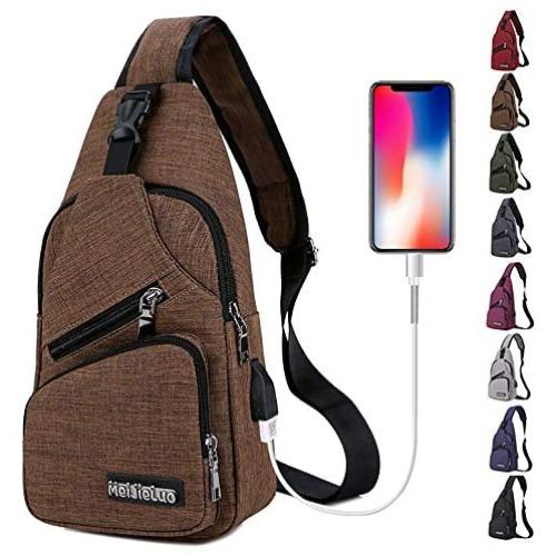 Peicees Travel Gym Bike Sling Bag Shoulder Backpack Daypack w/USB Charging Port