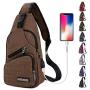 Peicees Travel Gym Bike Sling Bag Shoulder Backpack Daypack w/USB Charging Port