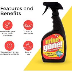 Urine Gone, S Stain & Odor Eliminator: Professional Strength Fast-Acting Enzyme-Based Solution, Instantly Penetrates and Neutralizes into the Fibers of a Carpet, Stops Pets from Remarking, 24 oz