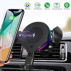 ALLSUN Wireless Car Charger, 10W Qi Fast Charging Auto Clamp Car Mount Air Vent Phone Holder for Car Compatible iPhone 11/11 Pro Max/XS/Xs Max/XR/X/8/8+, Samsung Galaxy Note 9/S20/S10/S9/S8, LG, etc.