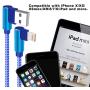 iPhone Lightning Cable 10 FT iPhone Charger 90 Degree Charging Cord 3 Pack Long Nylon Braided USB Charging & Syncing Cable for iPhone 11 Pro Max XS XR X 8 7 Plus 6S 6 iPad(Blue,10ft)