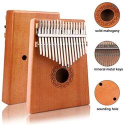 Kalimba17 Keys Thumb Piano with Tune Hammer Kalimba for Family Party Solid Mahogany Wood Portable Finger Piano African Wood Mbira Sanza Musical Instrument Gifts for Kids Adult Beginners