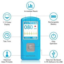 OXPROVO Portable EKG/ECG Heart Monitoring Devices with Software Compatible with Windows ＆ Mac Detects AFib Bradycardia and Tachycardia in 30 seconds