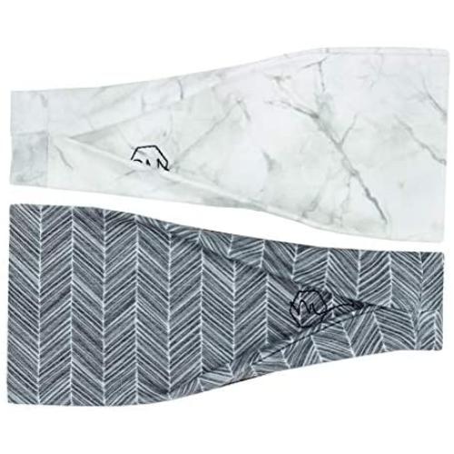 Maven Thread Womens No-Slip Sweat-Wicking Headband for Exercise and Yoga, 2-Pack (Granite)