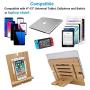 Bamboo Tablet Stand Adjustable, Pezin & Hulin Desktop Cell Phone Stand Holder Dock Compatible with Pad Pro 9.7, 10.5, 12.9, Air 2 3 4 Mini, Kindle, Phone 8 Plus X XS Max XR (Support to 13" Devices)
