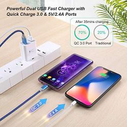 Wall Charger with USB Ports, Costyle 5 Pack 30W 2 Ports Fast Charge QC 3.0 & 5V 2.4A Adaptive Fast Charging Block Compatible for Samsung Galaxy S9 S8, iPhone Xs 8 7 Plus, Wireless Charger (White)