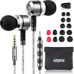 Sephia SP3060VC Earphones with Mic and Volume Control, Noise Isolating Earbuds, Bass Driven Sound, Portable in Ear Headphones, Compatible with iPhone, iPad, Tablets, Samsung and Android Smartphones