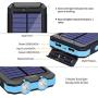 Solar Charger 20000mAh YOESOID Portable Outdoor Waterproof Solar Power Bank Camping External Battery Packs with Dual USB Output 2 Led Light Flashlight Compatible Most Smart Phones and Tablets