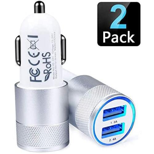 Car Charger, Ailkin 3.4a Portable Dual Port USB Cargador Carro Fit Lighter Spot Socket Adapter for iPhone 11 Pro Max 11 Pro 11 X XR XS Max 8 Plus 7s 6s, iPad, Tablet, Samsung Galaxy Note 10+ S10 Plus