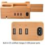 ZeroElec Charging Dock AirPods Apple Watch Charger Stand Bamboo Wood Charging Station Desk Organization Compatible with AirPods/Apple Watch Series3/2/1/iPhone