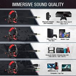 CLEVO Gaming Headset, PC Headphone with Microphone Stereo Sound for PS4 Xbox One PC Noise Cancelling Over-Ear Headphones with Mic 3.5mm Jack Volume Control LED Light