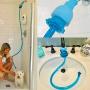 Rinseroo: Slip-on, No-Install, Dog Wash Hose Attachment. Pet Bather for Showerhead and Sink. Handheld Shower Sprayer/Rinser. Fits Most Faucets. Universal 5 Foot Flex Hose. (Note: Tub Spout Warning)