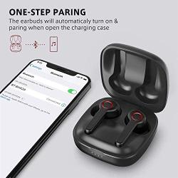 Wireless Earbuds, [Upgraded] Boltune Bluetooth V5.0 in-Ear Stereo Wireless Headphones 40Hours Playing Time Bluetooth Earbuds Built-in Mic Single/Twin Mode, Red