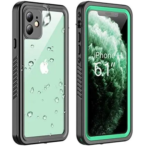 Vapesoon iPhone 11 Waterproof Case, Built-in Screen Protector 360 Full-Body Protection Clear Call Quality Heavy Duty Waterproof Shockproof Cover Case for iPhone 11 2019(6.1 Inch)-Black/Green Vapesoon iPhone 11 Waterproof Case, Built-in Screen Protector 360 Full-Body Protection Clear Call Quality Heavy Duty Waterproof Shockproof Cover Case for iPhone 11 2019(6.1 Inch)-Black/Green
