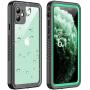 Vapesoon iPhone 11 Waterproof Case, Built-in Screen Protector 360 Full-Body Protection Clear Call Quality Heavy Duty Waterproof Shockproof Cover Case for iPhone 11 2019（6.1 Inch）-Black/Green