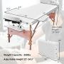 Giantex Massage Table Portable SPA Bed Facial Beauty, 84&quotL 2 Fold 34 Wide Face Cradle Arms Adjustable Wood Padded Comfortable Waterproof Oil Resistant, Massaging Tattoo Spa Beds w/Carry Case (White)